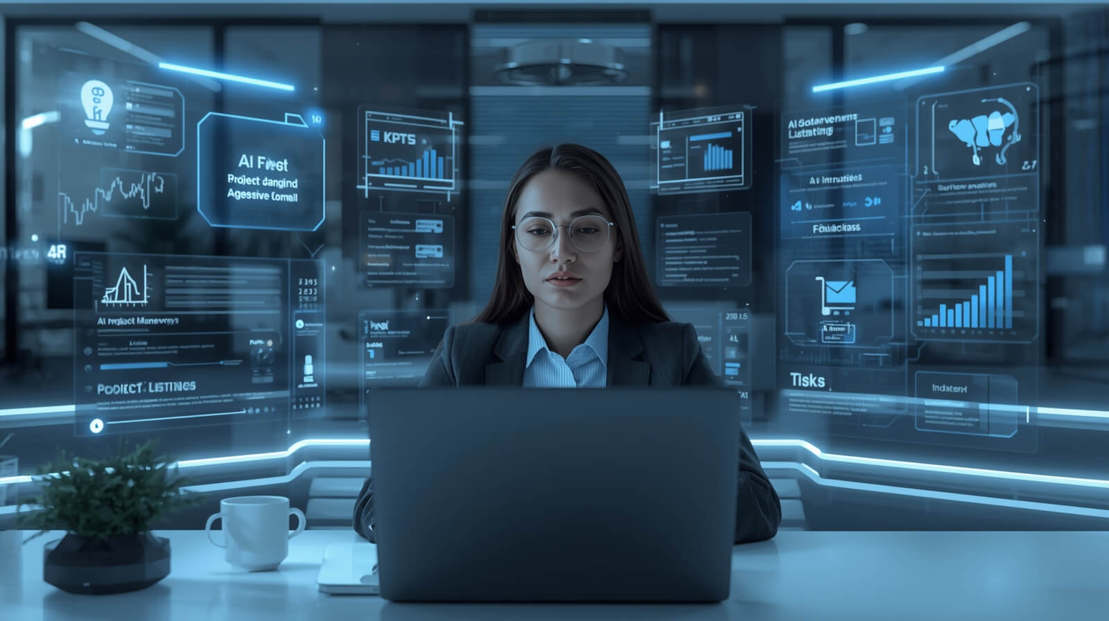 The Future of Virtual Assistants in 2025 with AI-powered dashboards, remote agency collaboration, specialized niche tasks, and global client communication in a modern digital workspace